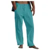 Pantalones de hombre Pantalones de lino de algodón para hombre Pantalones de playa de color sólido transpirables de verano fresco Pantalones elásticos de yoga 230512