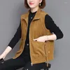 Damenwesten 2023 Damen Frühling Herbst Cord Kurze ärmellose Weste Mäntel Weibliche Koreanische Lose Jacke Damen Weste Lässiger Mantel