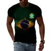Herren-T-Shirts, modisches brasilianisches Flaggen-T-Shirt, Sommer, lässig, 3D-Druck, Straße, atmungsaktiv, Sport, Rundhalsausschnitt, Kurzarm-Oberteil