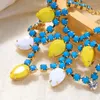 Correntes Chegada no estilo Havaí colar colorido de pendente para mulheres Party cobalt azul