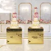 Party Decoration 2 st/set) Luxury Gold Wedding Plinth Square Cake Stand Rostfritt stål Pedestal dessert bord Yudao1229