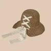 Cappelli a tesa larga Cappello di paglia con fiocco per donna Beach Designer Fashion Lace Sun Big Bucket Summer Caps