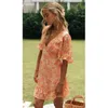 Sukienki swobodne Summer Floral Sukienki 2023 Spring szata szyfon Sundress Sexy V szyja plaża boho kobieta mini vestidos