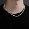 Catena da tennis da 5 mm Collana hip-hop da uomo e da donna a fila singola Catene con diamanti completi Bracciale con fibbia a molla Rapper Accessori per gioielli Bijoux per ragazzi Regali per feste