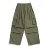 Men's Pants Multi-Pocket Cargo Pants Mens Safari Style Solid Color Pleated Loose Straight-leg Pants Elastic Waist Casual Trousers Men 230512