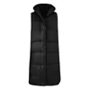 Kvinnors västar Autumn Winter Cotton Vest med huva kvinnor damer Casual midja Kvinnlig ärmlös långjacka Slim Fit Warm Puffer Coat