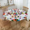 Table Cloth Waterproof Oil-Proof Folk Mexican Vacation Art Tablecloth Elastic Edge Cover Colorful Textile Embroidery