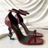 Dupe Y-S-L Luxury Women 10M High-heeled Sandals with One Line Buckle Open Toe Sandals with Box Size 34-40 LX001 dupe
