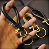 Key ringen retro keten metaalleren sleutelhanger feest minimalistische stijl haak hoefijzer buckle drop levering sieraden dhmhk