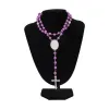 4 couleurs collier de sublimation pendentif de transfert de chaleur collier de perles de chapelet croix jésus pendentifs en métal FY5341 tt1226