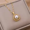 Anhänger Halsketten Koreanische Mode Luxus Kristall Perle Choker Halskette Für Frauen Exquisite Edelstahl Schlüsselbein Kette Schmuck Großhandel