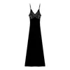Sukienki swobodne Wysokiej jakości luksusowe marki premium czarny seksowny pasek vneck letni styl Slim Fit Long Sukienka Y2K 230512
