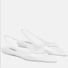 Berömda sommarspetsade tå sandaler skor borstade läder vit svart slingback ballerinas triangel slingback lady comfot lägenheter eu35-41