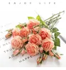 Fleurs décoratives de haute qualité Rose Rose rouge soie pivoine Bouquet artificiel luxe faux pour la maison décoration de mariage intérieur