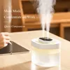 Apparater 1L dubbel munstycke LED luftfuktare 2000mah uppladdningsbart batteri trådlöst ultraljud aroma vatten diffusor USB mist maker fogger