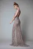 New Rhinestones 소매 소매 플래닝 목선 무도회 드레스 백 바닥 길이 공식 이브닝 가운 Berta Front Split Evening Dresses