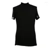 Stage Wear Latin Dance Tops Men Summer Ballroom Practice Short Sleeve Tango Dancing Salsa Clothing Black Costume DQ7002