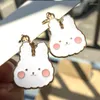 Pendientes traseros Dibujos animados Sin agujero Clips para las orejas Precioso pendiente de clip blanco sin perforación Joyería minimalista CE1024