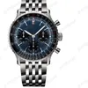 MENS NAVITIMER Titta på 50 mm läderband armbandsur Blue Black Montre de Luxe Sapphire Valentine S Day Gift Luxury Watches All Dial Work Leather Strap XB010 C23