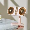 Hayranlar Ev Odası Masaüstü Retro Daimi Hava Soğutma Fanı USB Şarj Edilebilir 3000mAh Pil Dualhead Güçlü Rüzgar Taşınabilir Klip Fan Hediyesi