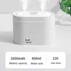 Apparater 800 ml dubbel munstycks luftfuktare 2000mah trådlös arome eterisk olja diffusor USB mist maker varm nattljus hem doft