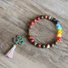 Bracelets de charme chakra om borla bacelet tibetano buda yoga cura oração mala jóias de miçangas para mulheres mencharm