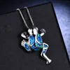 Pendant Necklaces Bohemia Cute Frog Necklace For Women Inlay Blue Imitation Opal Wedding Party Jewelry Christmas Gifts Her