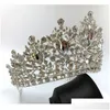 Hår smycken trendig sier färg kristall drottning stor krona brud tiara kvinnor skönhet tävling brud tillbehör släpp deliv dhgarden dhq9h