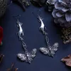 Boucles d'oreilles pendantes Vintage médiéval gothique papillon main yeux pendentif pour breloque femme fête bijoux fiançailles mariage cadeau elle