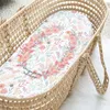 Baby Basket Bassinet Sheet Printing Cradle Bed Sheet Nursing Cover Lämplig för flersstora blommig elastiska löstagbara täcken U02