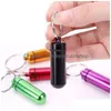 Key Rings Travel Aluminum Alloy Waterproof Box Case Ring Medicine Storage Organizer Bottle Holder Container With Keychain Drop Deliv Dhlw1