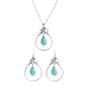 Pendentifs goutte d'eau Turquoise Gemstone Charms Jewelry Ethnic Dangle Hoop Boucles d'oreilles pour les femmes