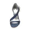 Sandalen High Heels Glitzer Hochzeit für die Braut offene Spitze Perlen Abschlussball Abend formelles Partykleid Braut Sommer