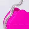 Totes Metal Wavy Handle Diamond Evening Bag Elegant Boutique Crystal Colorful Laser Clutch Purses and Handbags Wedding Party 230509