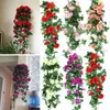 Fleurs décoratives ornement fournitures de fête bricolage tenture murale plantes de Simulation florale réaliste Roses guirlande rotin artificiel