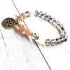 Strand 2023 Style FASHION Sunstone Mala Bracelet OM Poignet Yoga Naturel Gris Cristal Bijoux Cadeau Pour Hommes Ou Femmes