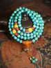 Strand Turquoise Bracciale Cera d'api Accessori di fascia alta 108 perline Ornamento di preghiera stile tibetano Donne