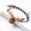 Strand 2023 Style FASHION Sunstone Mala Bracelet OM Poignet Yoga Naturel Gris Cristal Bijoux Cadeau Pour Hommes Ou Femmes