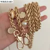Strap gold plated metal chain shoulder straps flower ladies purse handles belt handbag hook clutch buckle accessories pearl love245W