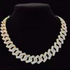 Anpassad 20mm Iced Necklace Miami 925 Sterling Silver Gold Plated Diamond Moissanite Cuban Link Chain