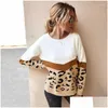 Women'S Sweaters Womens Nedeins Leopardwork Warm Winter 2022 Ladies Knitted Sweater Women Oneck Fl Sleeve Jumper Plovers Top Khaki D Dheyw