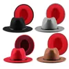 Jovivi Fashion Two Tone Red Bottom Wide Wide Wide Panama Trilby Cap Wool Fedora Hat Panama Hat Men for Men 290i