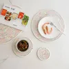 Tapis de table ensemble de 4 tapis de salle à manger en fil de coton japonais résistant à la chaleur antidérapant tasse fournitures ménagères Pad