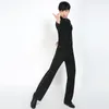 Bühnenkleidung 2023 Ankunft Latin Dance Hose für Männer Schwarz Farbe Fransen Männer Square Chacha Professionelle Tango Hosen N7055