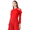 Vêtements de scène robes de concours de danse latine pour femmes vêtements de pratique à manches longues Chacha Smaba Tango robe KF610