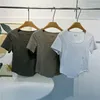 T-shirts pour femmes été mince col carré haut à manches courtes 2023 Style étranger ourlet en arête de poisson incurvé coton bas chemise