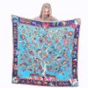 variété d'écharpe à imprimé floral d'arbre carré français multicolore marque de luxe dames H châle bleu grand s277n de soie sergé