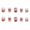 Fałszywe paznokcie Faux Ongles 24pcs Midi Press On Sweet Style Peach Print Fałszywa zdejmowana kokardka sztuczny salon DIY