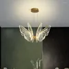 ペンダントランプは蝶のシャンデリアモダンミニマリズムクリエイティブレストランリビングルームの寝室LEDスマートライト装飾的