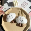 Portachiavi Fluffy Real Rex Fur Portachiavi Soft Smiling White Little Cloud Pendant Women Bag Hanging Toy Car Portachiavi in metallo Ornamenti